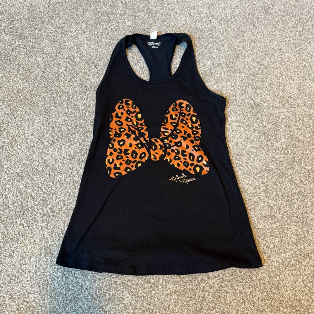 Disney Black bow Tank Top. Teen Girl small. Cheetah Leoprd print Animal Kingdom